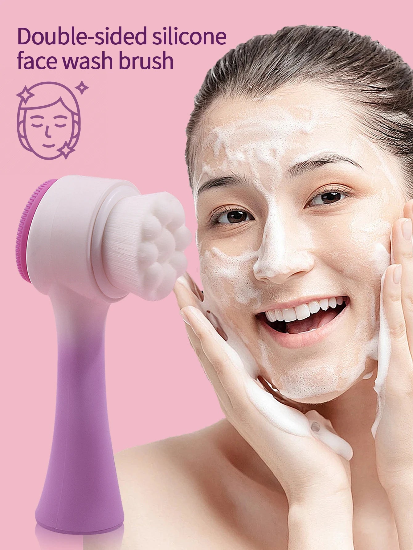 Silicone Facial Cleansing Brush Massage Care Face Brush&Spa Headband and Wristband Set Skin Care Headband