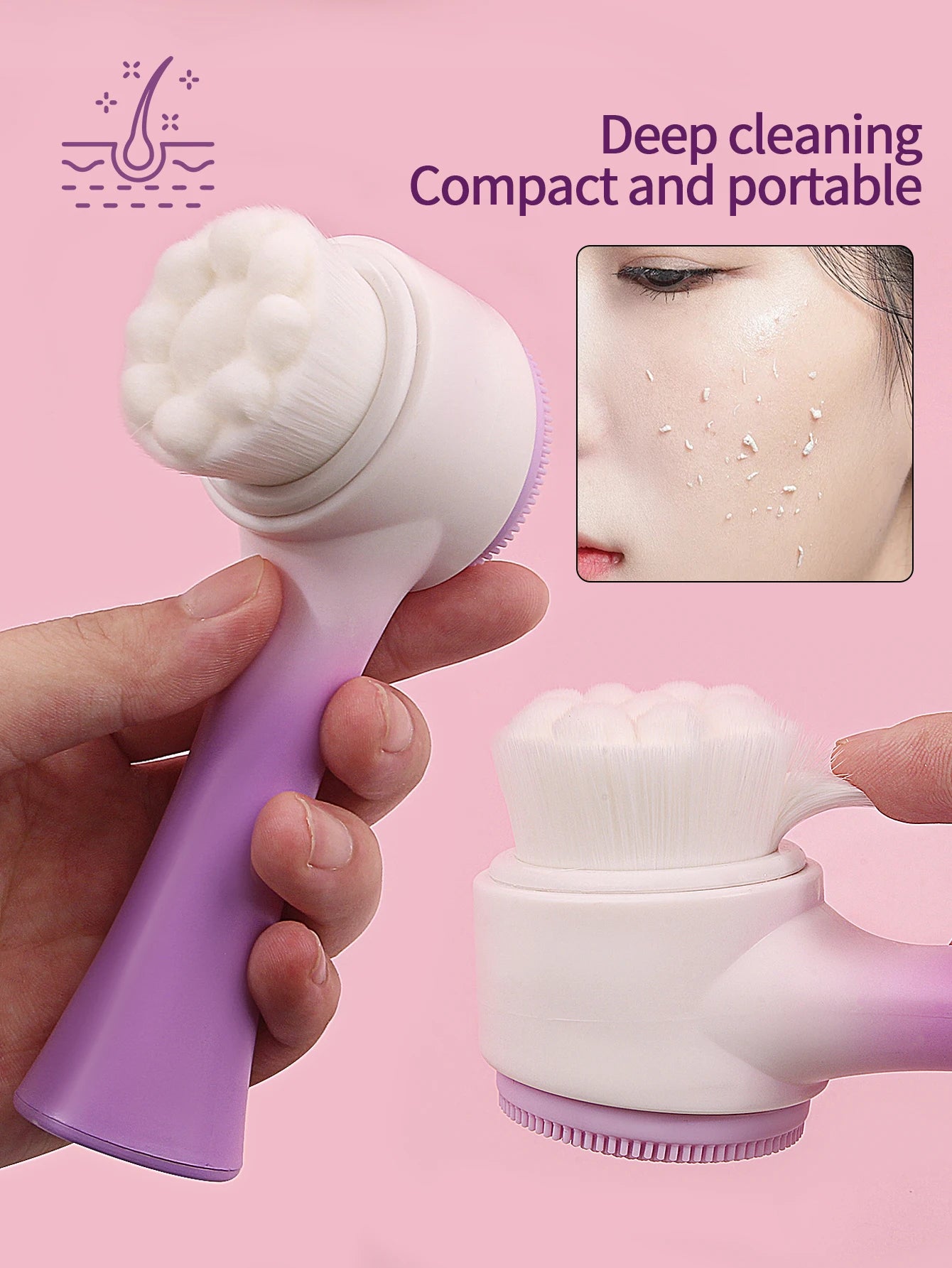 Silicone Facial Cleansing Brush Massage Care Face Brush&Spa Headband and Wristband Set Skin Care Headband